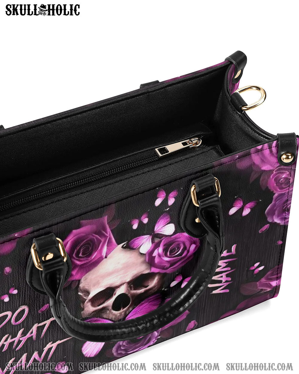 I DO WHAT I WANT SKULL ROSE LEATHER HANDBAG - YHLN3107244