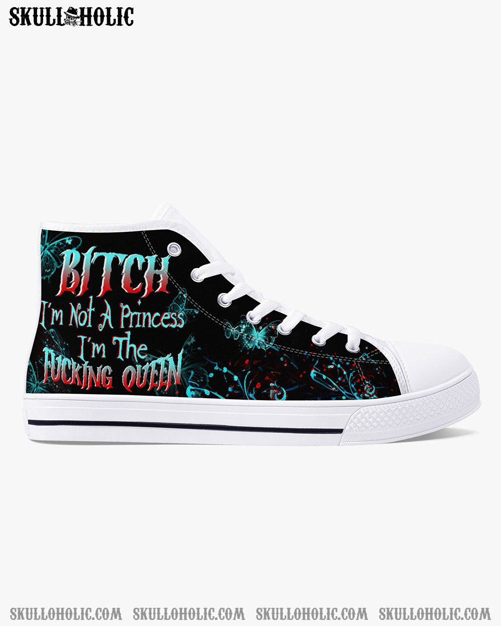I'M THE F QUEEN SUGAR SKULL HIGH TOP CANVAS SHOES - TLTW0504239