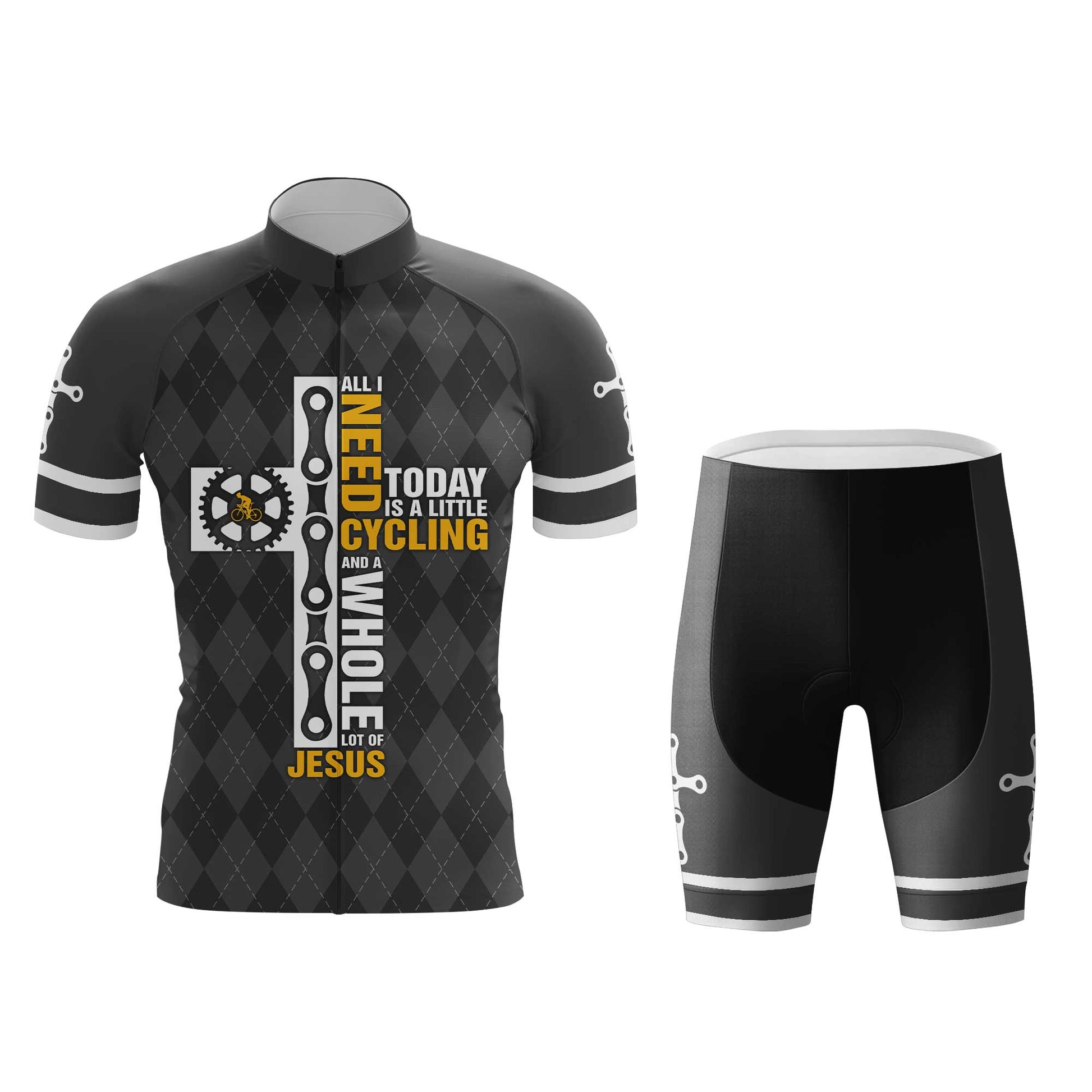 All I Need Is Cycling And Jesus Men's Cycling Jersey Set, Road Bike Cycling Kit for Men, Biking Outfit, Bicycle Suit, Team Racing Uniform