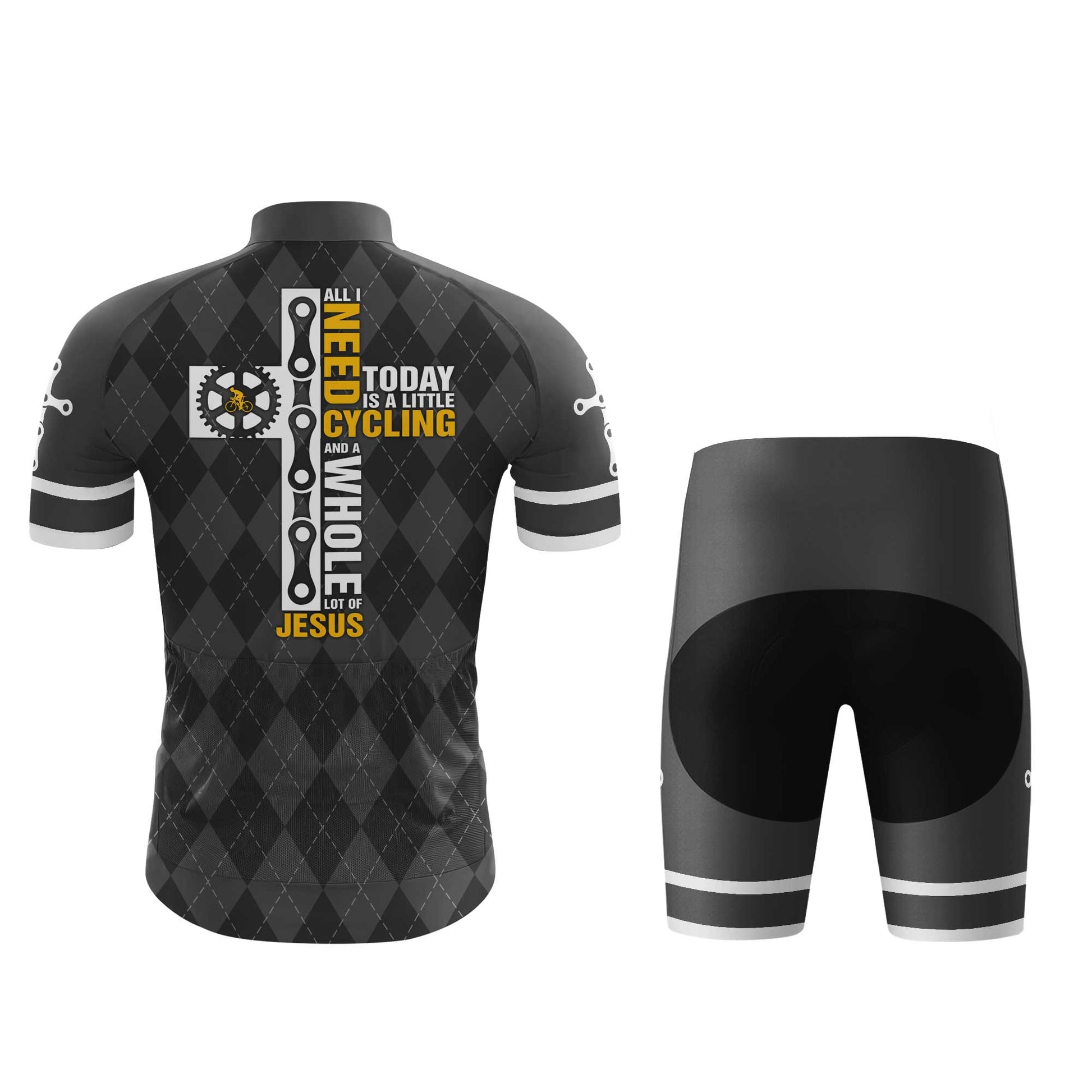 All I Need Is Cycling And Jesus Men's Cycling Jersey Set, Road Bike Cycling Kit for Men, Biking Outfit, Bicycle Suit, Team Racing Uniform