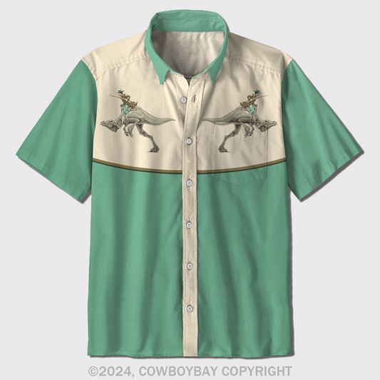 Cowboy Warrior And Dragon Button Up Shirts