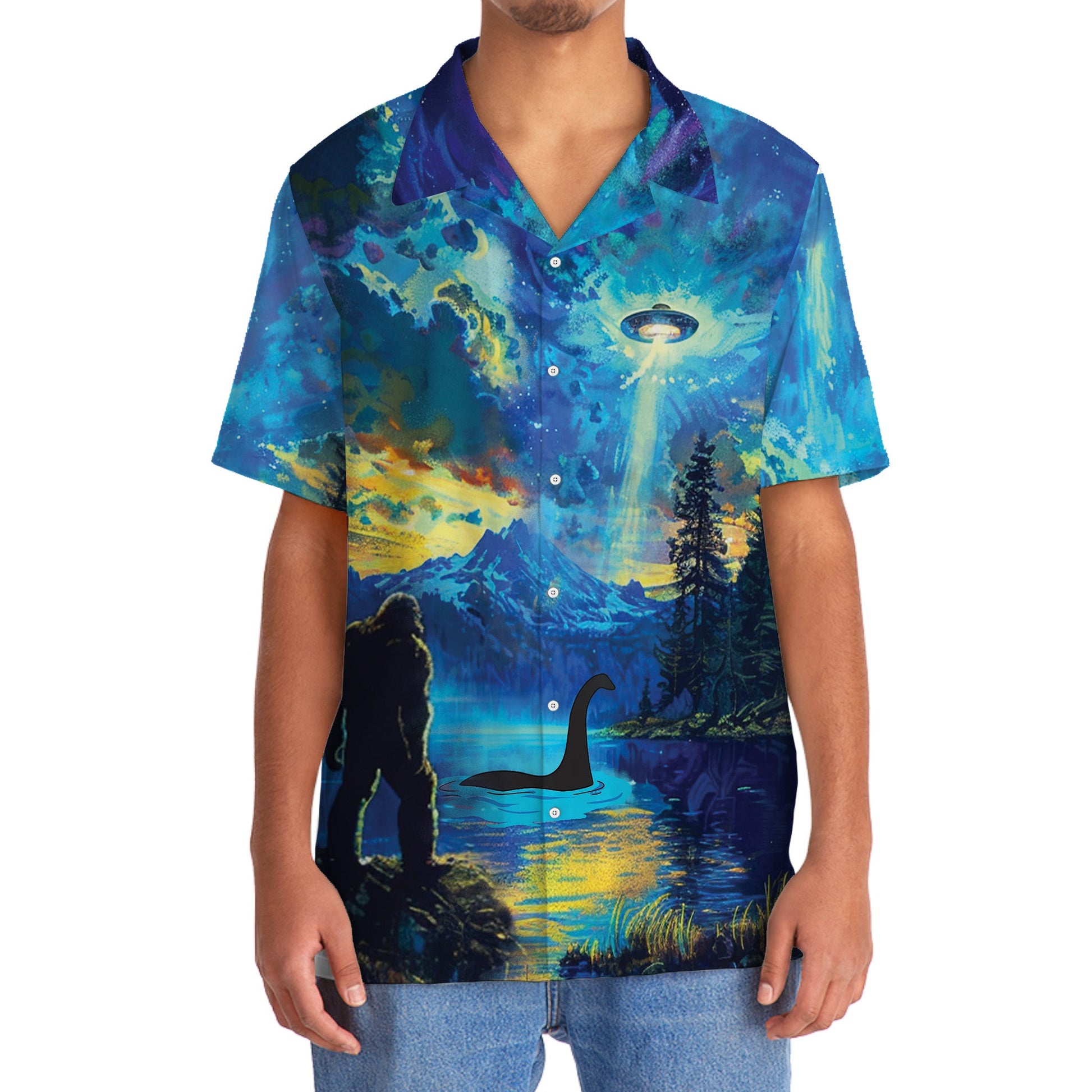 Bigfoot Nessie UFO By The Lake Hawaiian Shirt