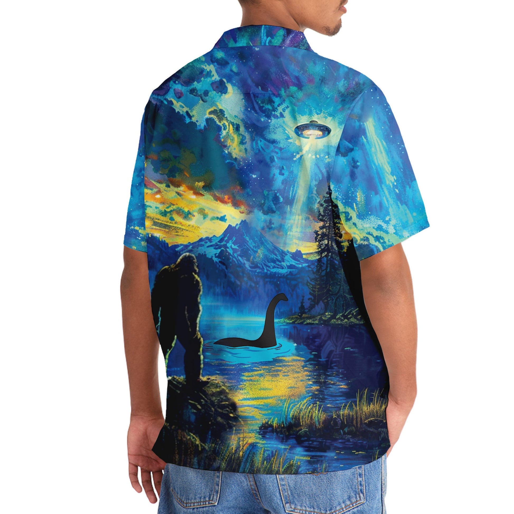 Bigfoot Nessie UFO By The Lake Hawaiian Shirt