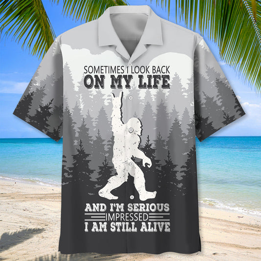 Sometimes I look Back On My Life Funny Bigfoot Hawaiian Shirt