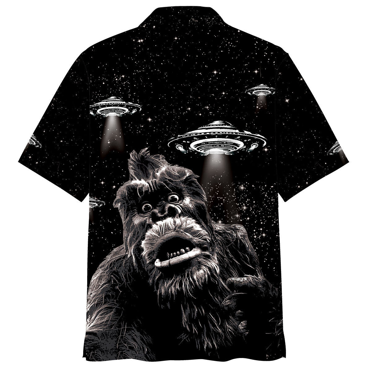 Bigfoot Panicked Selfie Alien Hawaiian Shirt