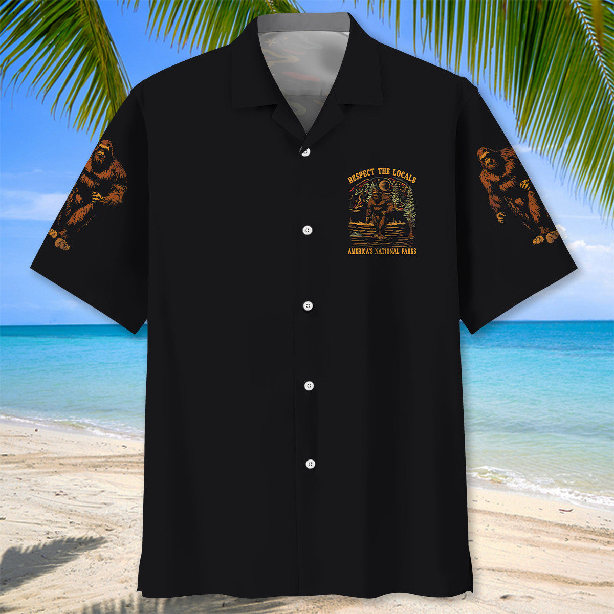 Bigfoot Respect The Locals National Park Hawaiian Shirt