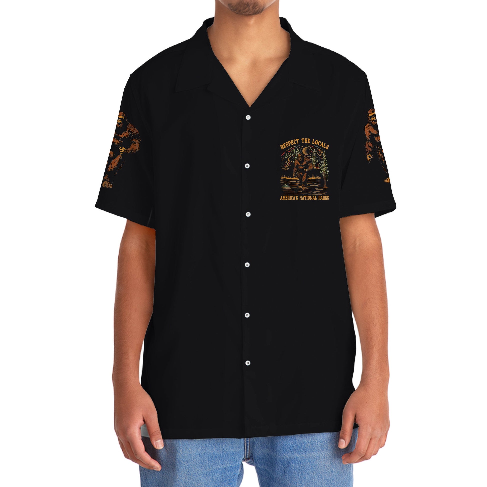 Bigfoot Respect The Locals National Park Hawaiian Shirt