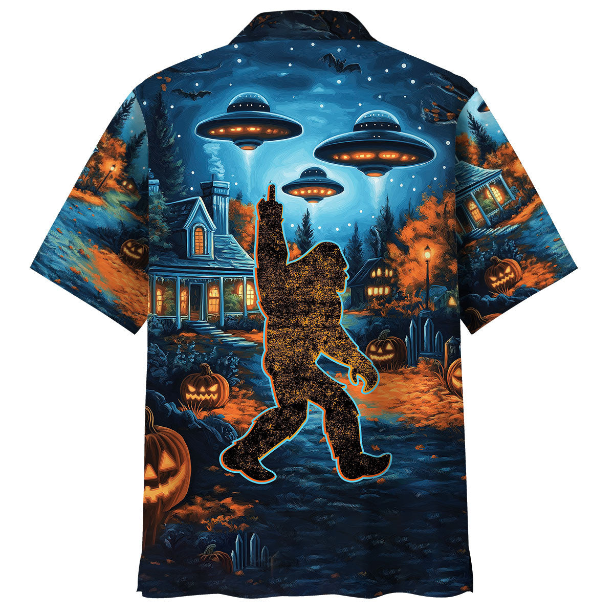 Bigfoot In A Horror Night Hawaiian Shirt