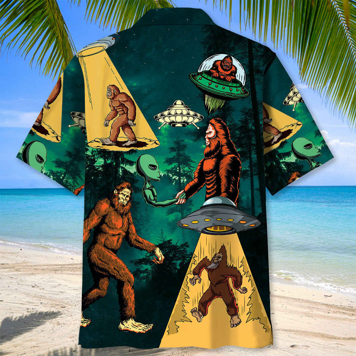 Bigfoot and Alien Alliance Hawaiian Shirt