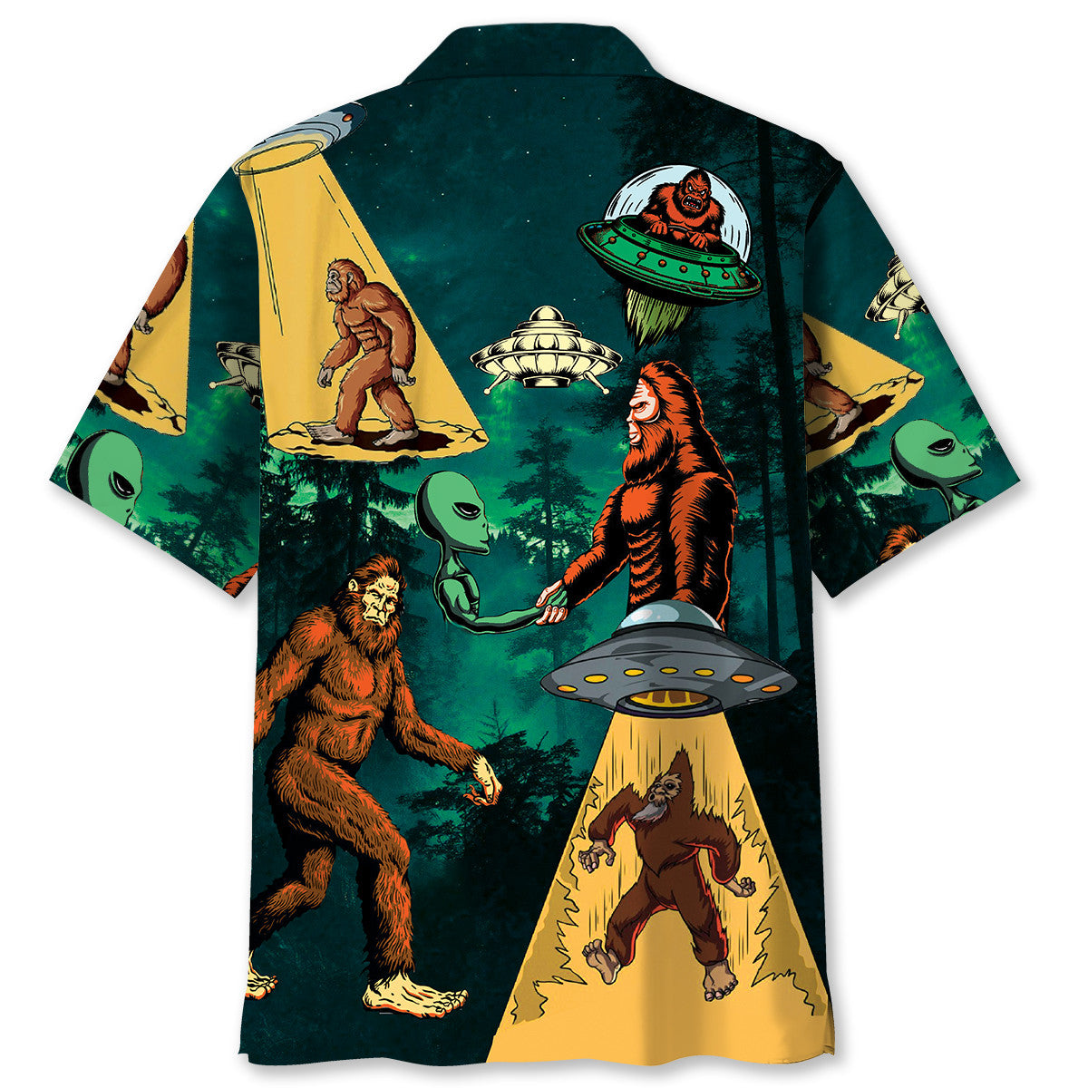 Bigfoot and Alien Alliance Hawaiian Shirt