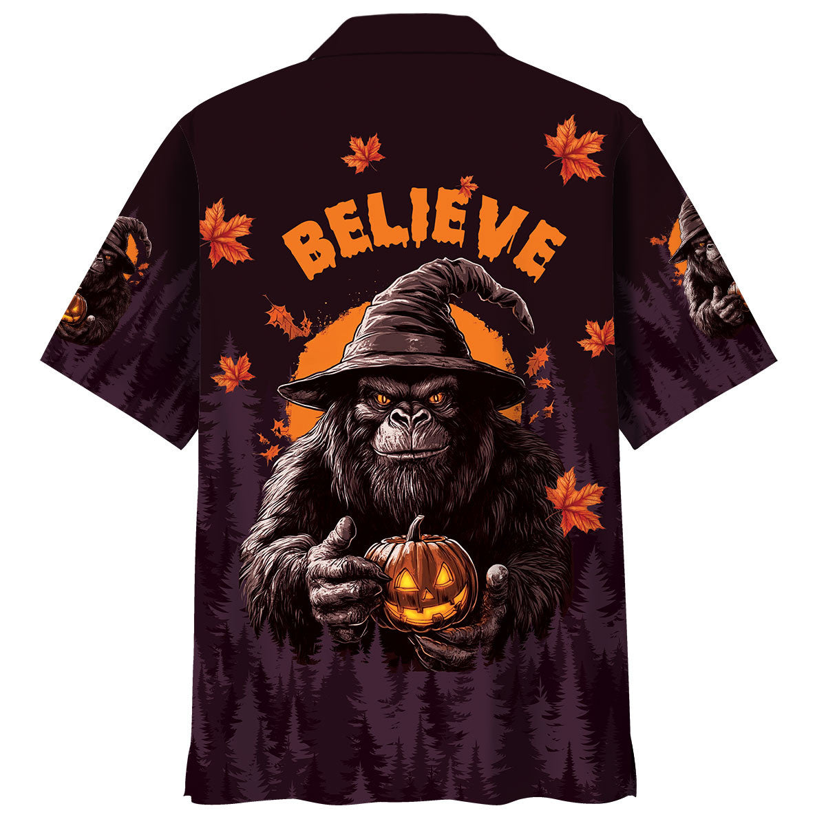 Funny Bigfoot Halloween Night Believe Hawaiian Shirt