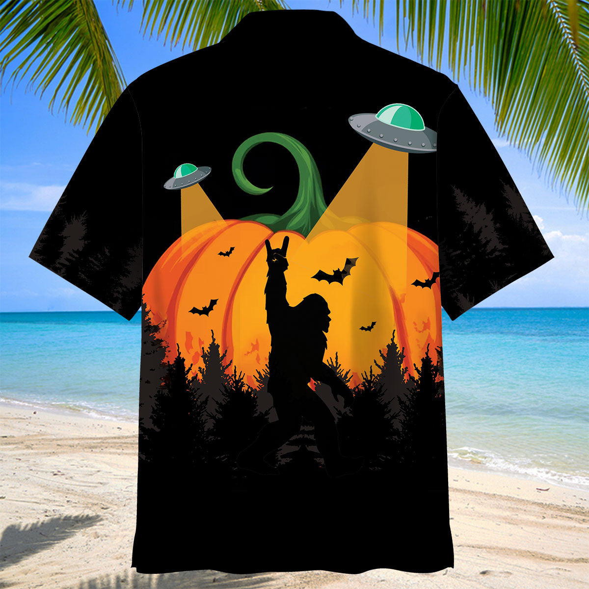 Funny Bigfoot Pumpkin Hawaiian Shirt