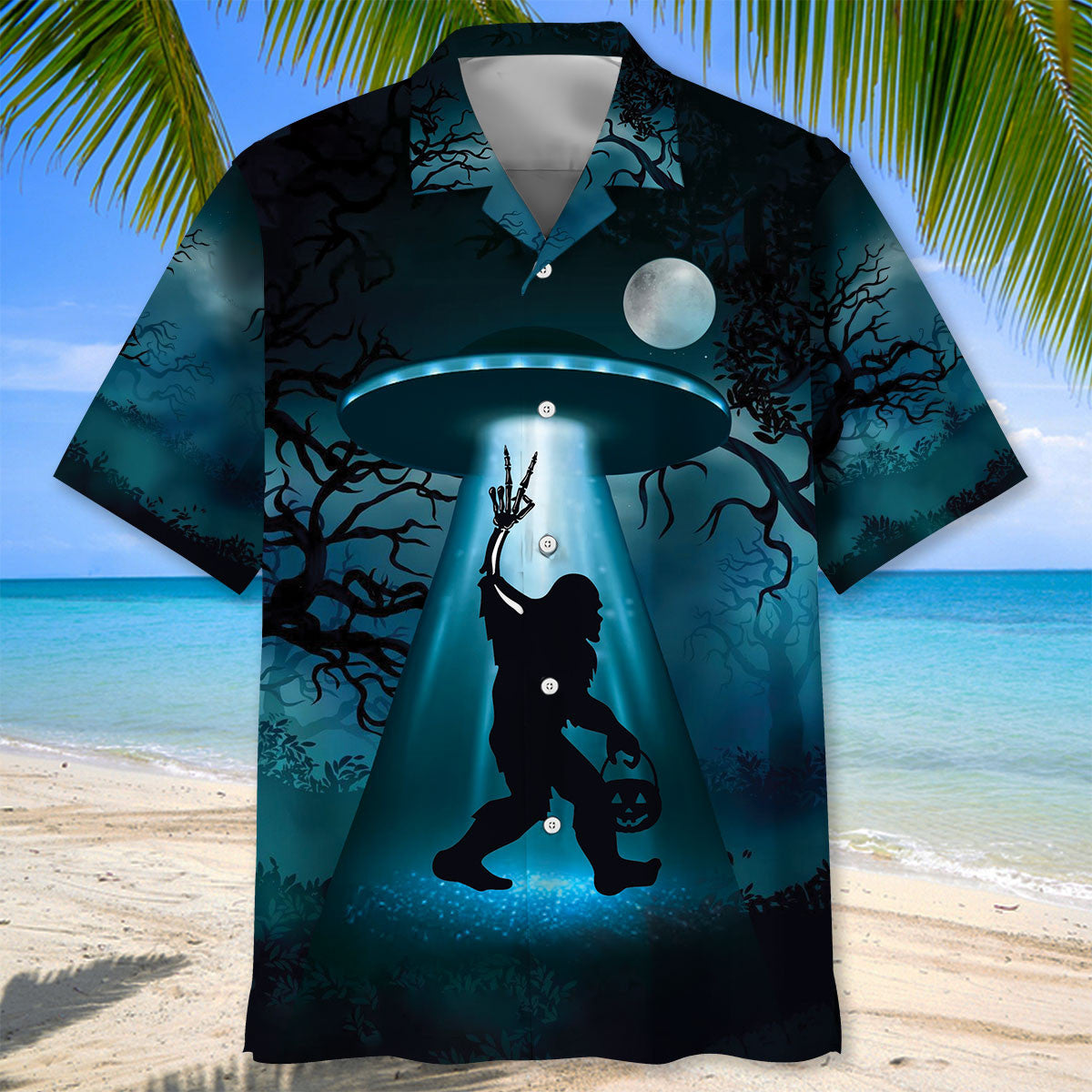 Funny Skeleton Bigfoot Horror Night Hawaiian Shirt