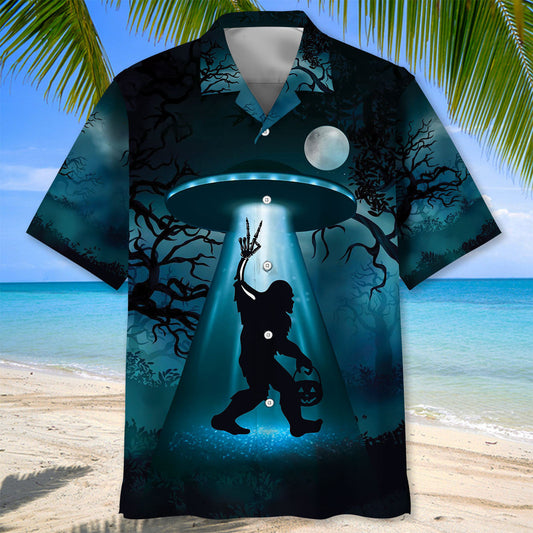 Funny Skeleton Bigfoot Horror Night Hawaiian Shirt