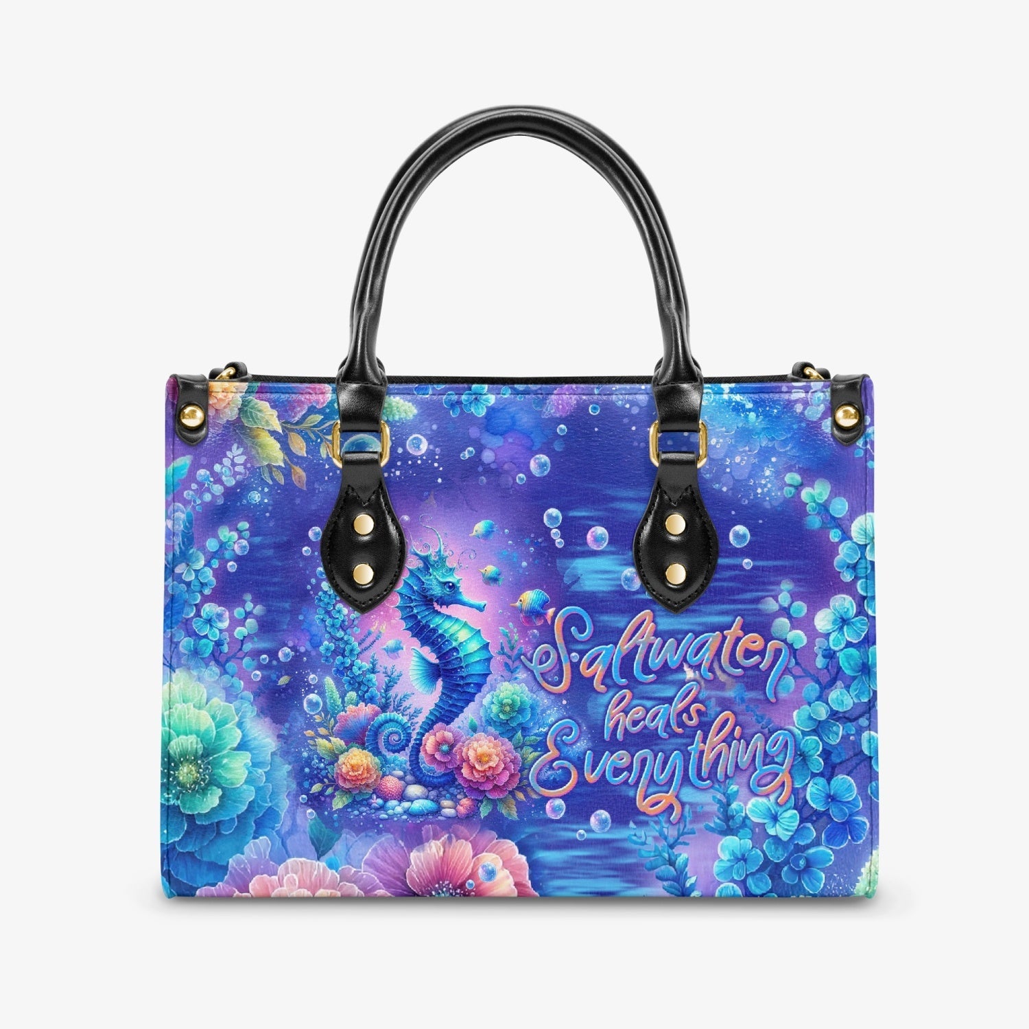 Bigcrowns SALTWATER HEALS EVERYTHING SEAHORSE LEATHER HANDBAG T2903245