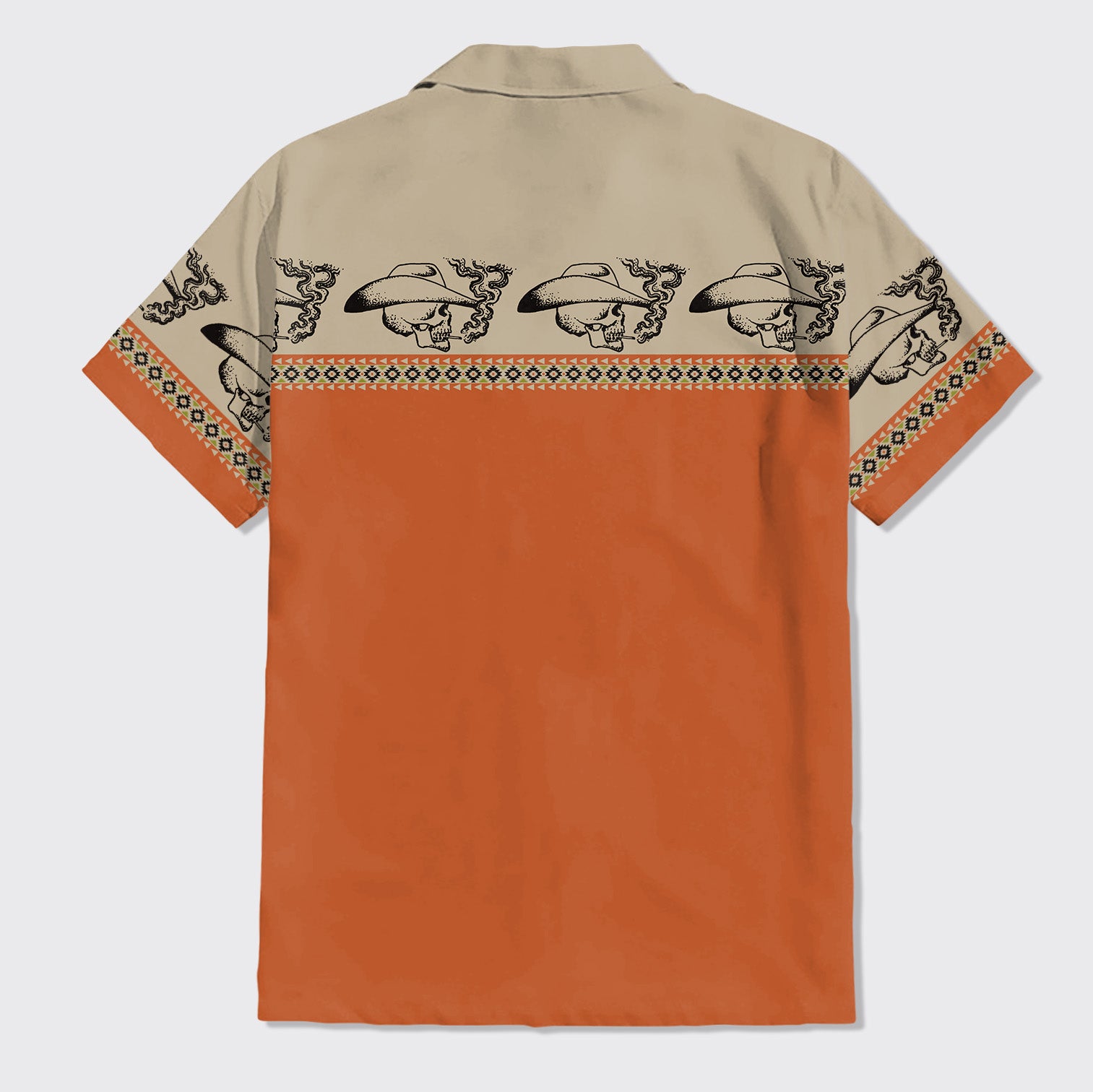 A Smoking Cowboy Skull Button Up Shirts