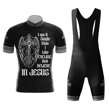 A Man Believe In Jesus Men's Cycling Jersey Set, Road Bike Cycling Kit for Men, Biking Outfit, Bicycle Suit, Team Racing Uniform