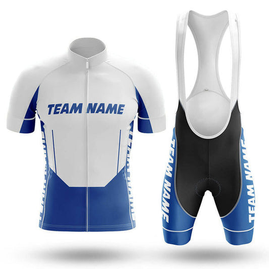 BigCrowns | White Blue Cycling Short Sleeve Custom Name Cycling Kit