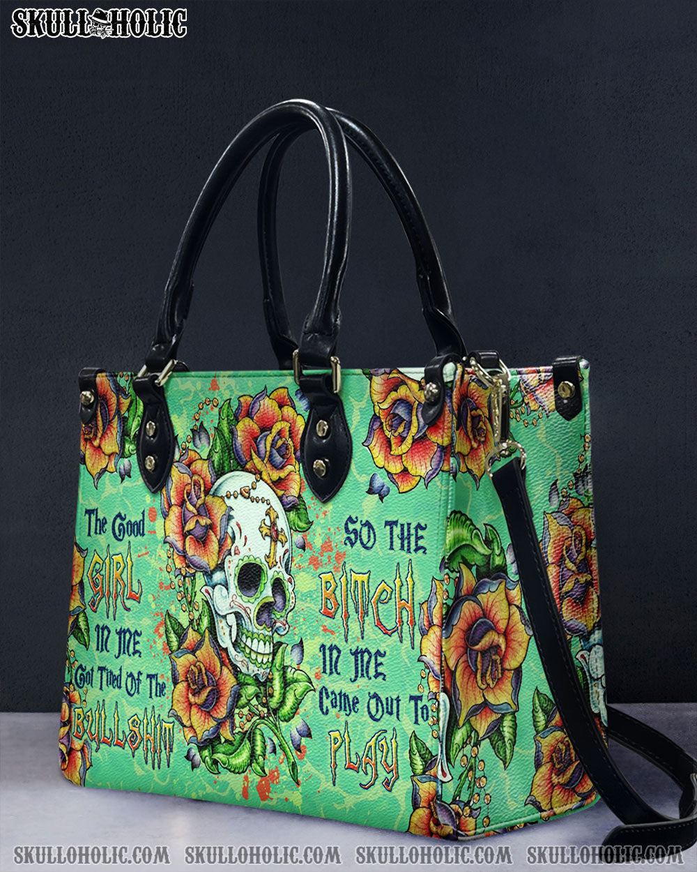 THE GOOD GIRL IN ME GOT TIRED LEATHER HANDBAG - YHLN3007244