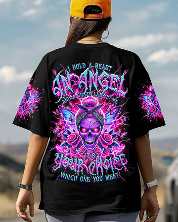 I HOLD A BEAST AN ANGEL MESSY BUN ALL OVER PRINT - TLTR2503251