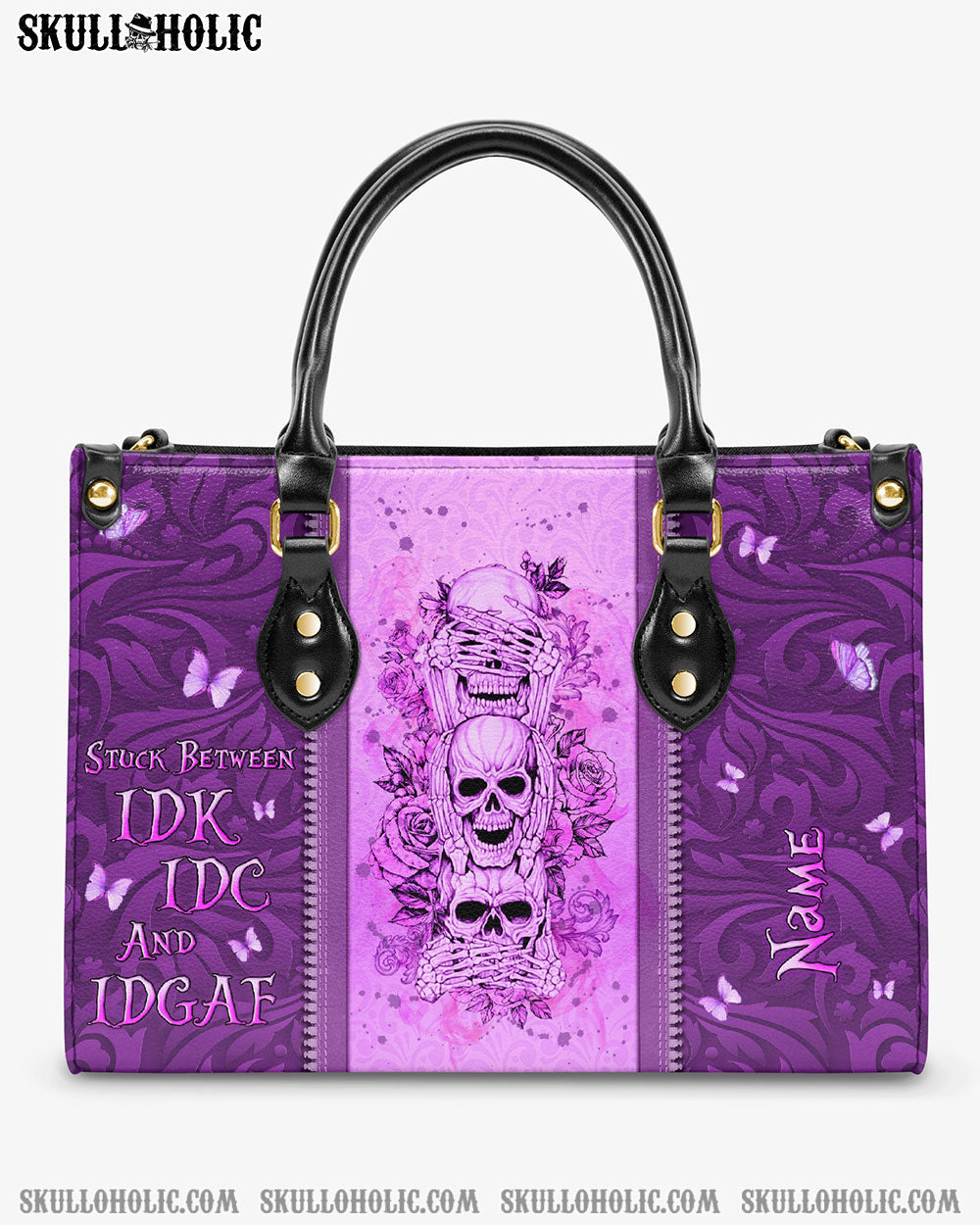 STUCK BETWEEN IDK IDC AND IDGAF LEATHER HANDBAG - YHLN2703243