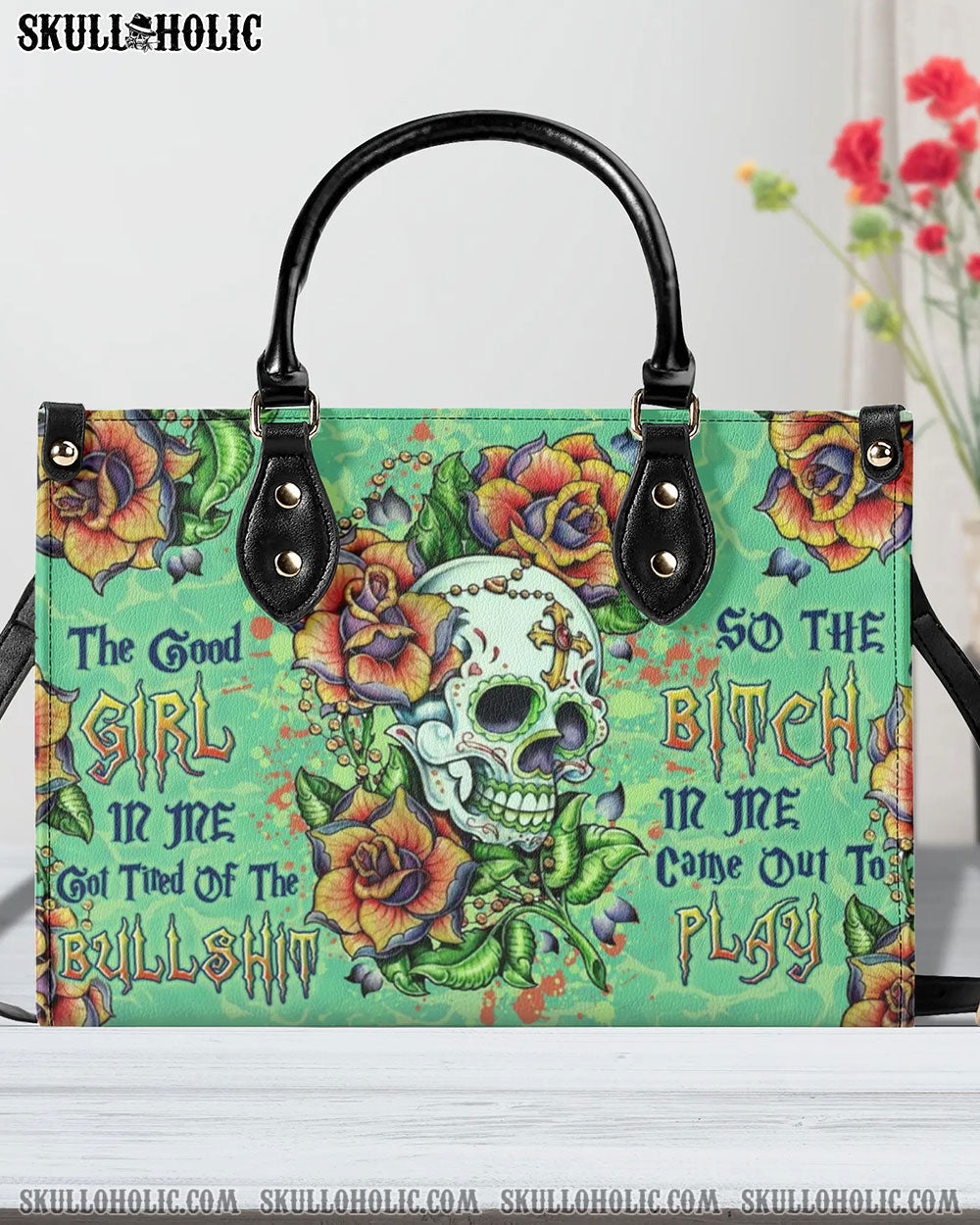 THE GOOD GIRL IN ME GOT TIRED LEATHER HANDBAG - YHLN3007244