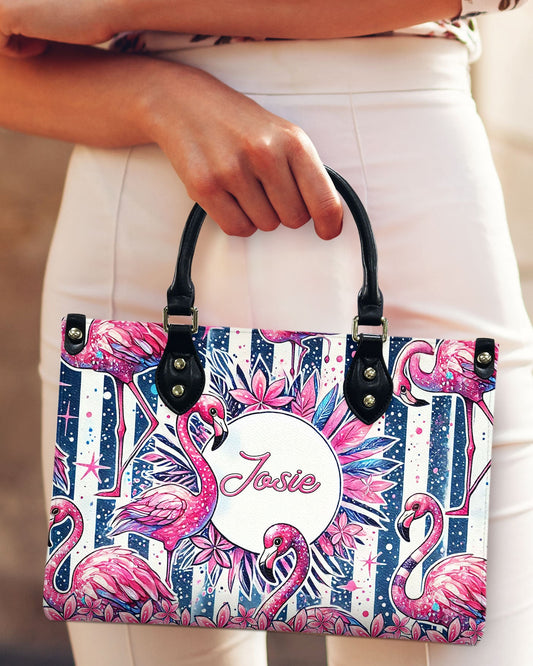 Flamingo Tropical Leather Handbag
