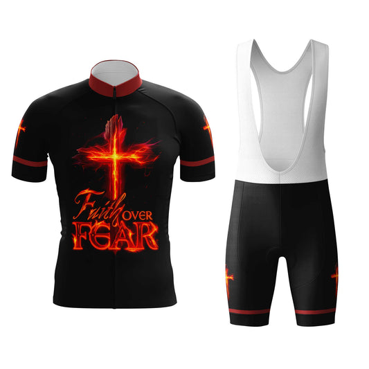 Faith Over Fear Men's Cycling Jersey Set, Road Bike Cycling Kit for Men, Biking Outfit, Bicycle Suit, Team Racing Uniform
