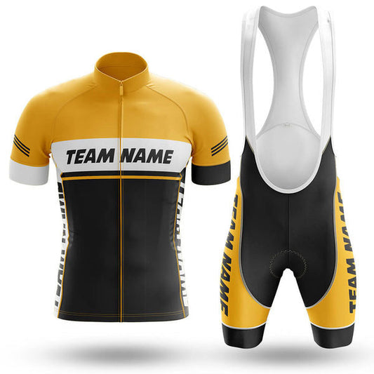 BigCrowns | Black Yellow Cycling Short Sleeve Custom Name Cycling Kit