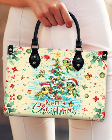 Merry Christmas Turtle Leather Handbag