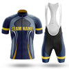 BigCrowns | Navy Yellow Line Cycling Short Sleeve Custom Name Cycling Kit