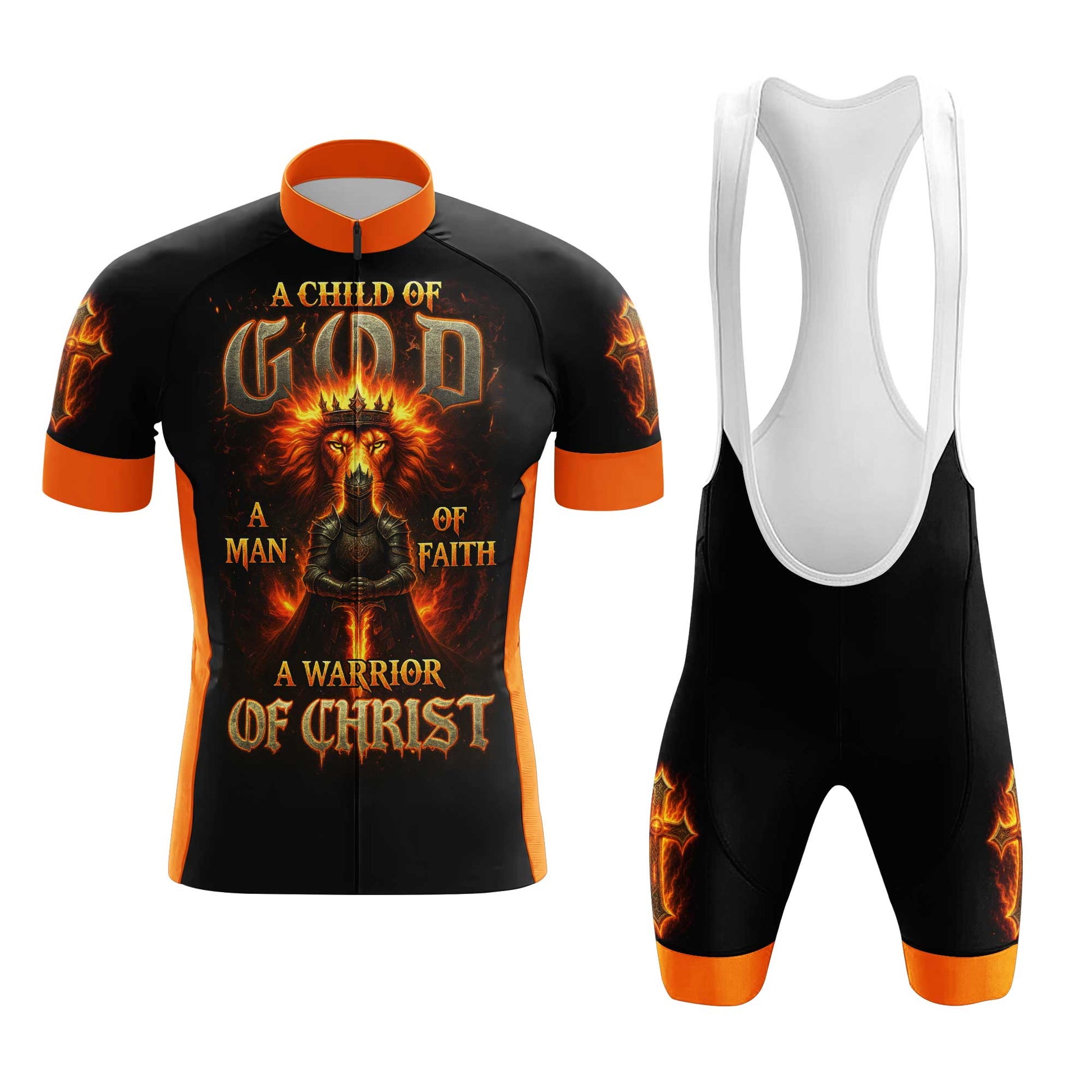 A Child Of God A Man Of Faith Men's Cycling Jersey Set, Road Bike Cycling Kit for Men, Biking Outfit, Bicycle Suit, Team Racing Uniform