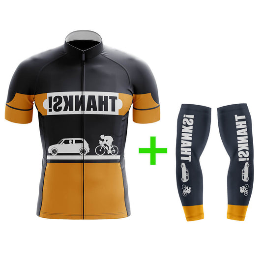Funny Cycling Jersey With Arm Sleeves Don't Run Me Over Black Orange Mens Bike Jersey