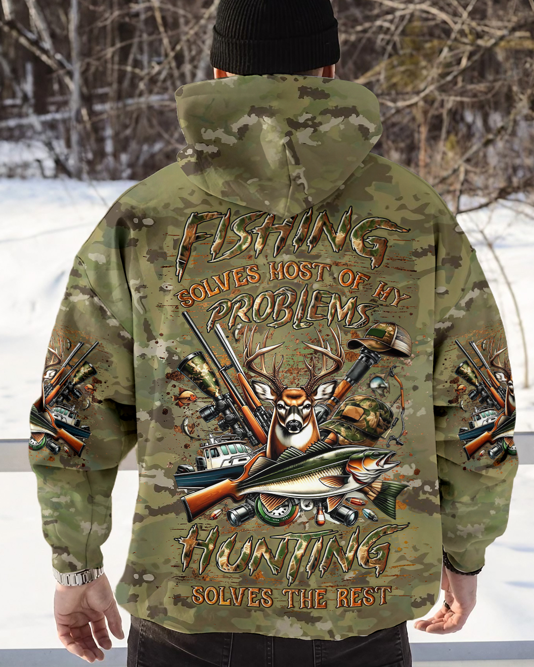 FISHING SOLVES MOST OF MY PROBLEMS HUNTING ALL OVER PRINT - YHLN2011242