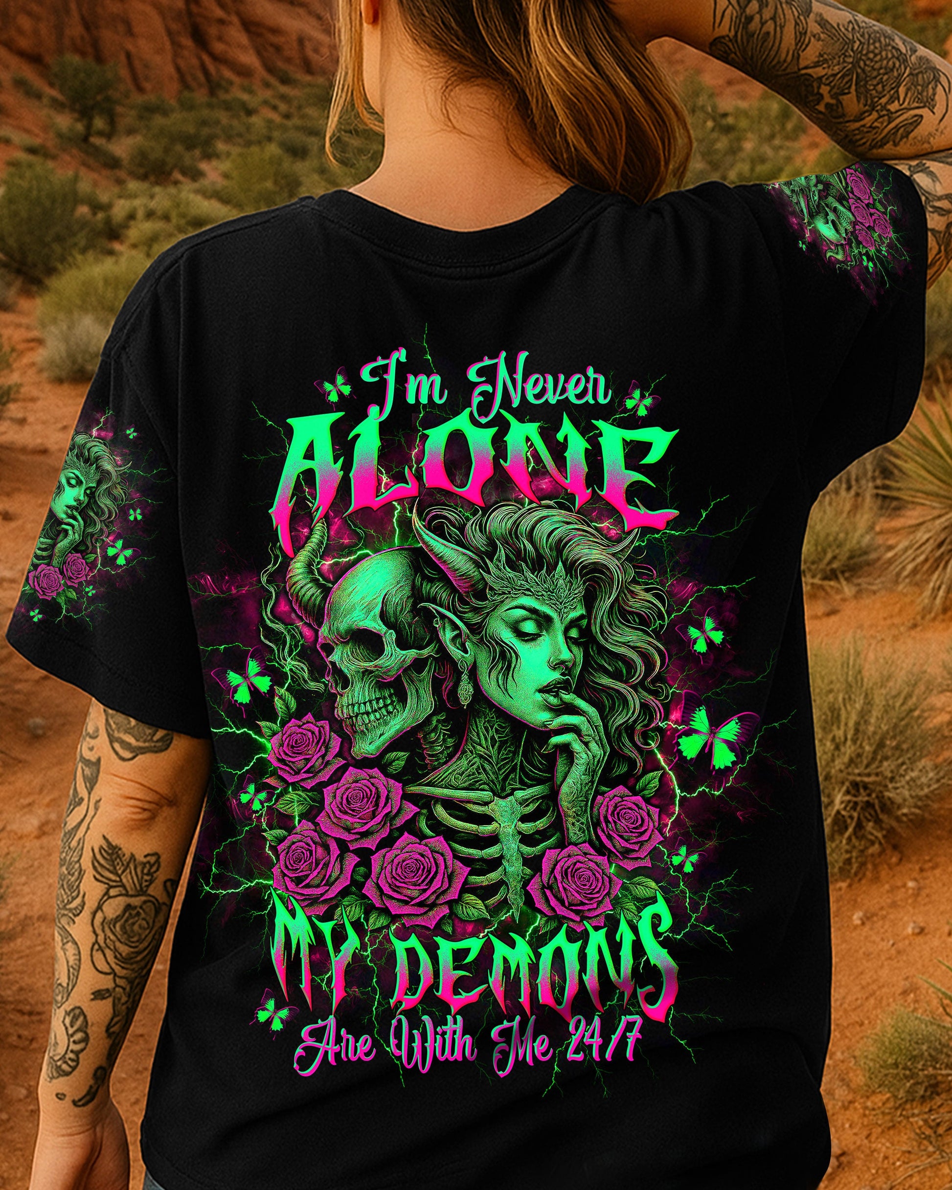 I'M NEVER ALONE SKULL DEMON LADY ALL OVER PRINT - TLTW1204251