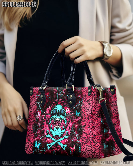 SKULL BONES LEOPARD LEATHER HANDBAG - YHHG2607241