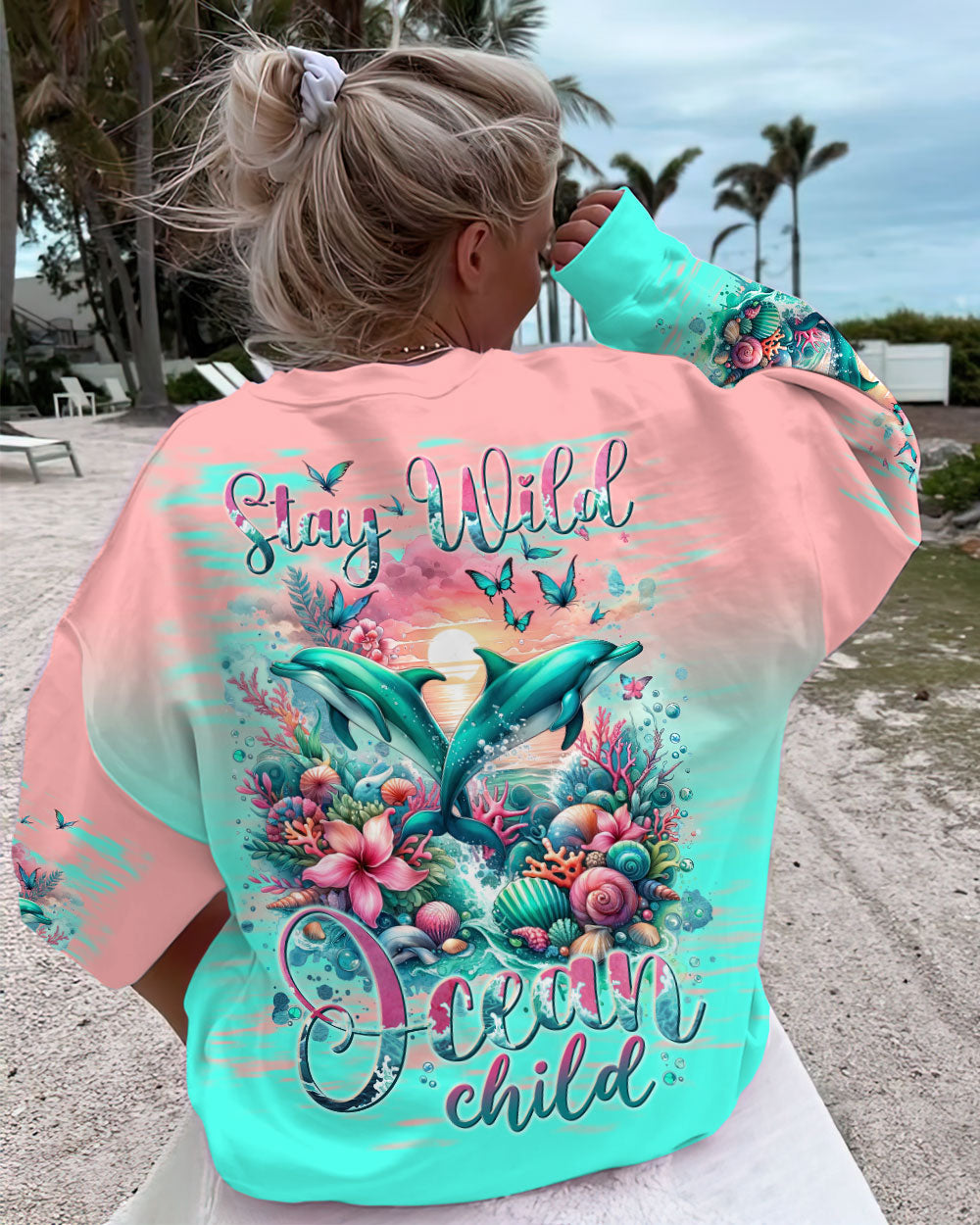 STAY WILD OCEAN CHILD DOLPHIN ALL OVER PRINT - TLNT2311231