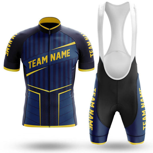 BigCrowns |  Navy Yellow Line Cycling Short Sleeve Custom Name Cycling Kit