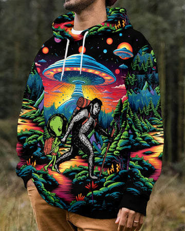 Bigfoot Alien Going Hiking All Over Print Shirt