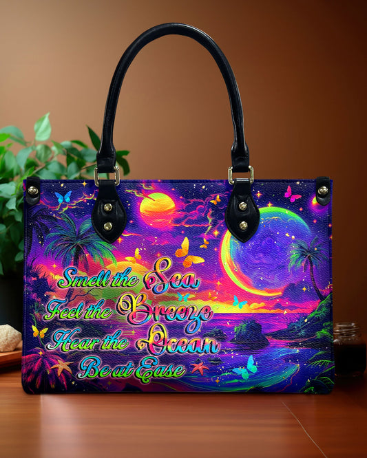 Smell The Sea Feel The Breeze Leather Handbag