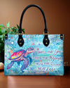 Smell The Sea Feel The Breeze Turtle Leather Handbag
