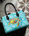 Stained Glass Turtle Leather Handbag
