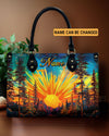 Beautiful Sun Scene Leather Handbag
