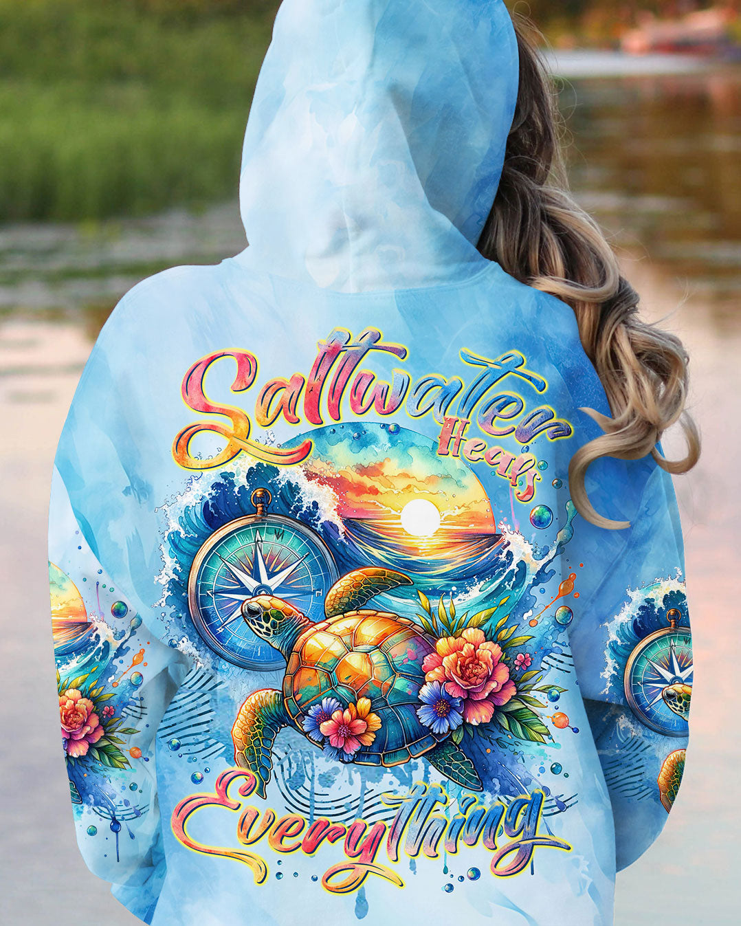 SALTWATER HEALS EVERYTHING COMPASS TURTLE ALL OVER PRINT - TLTR2911234