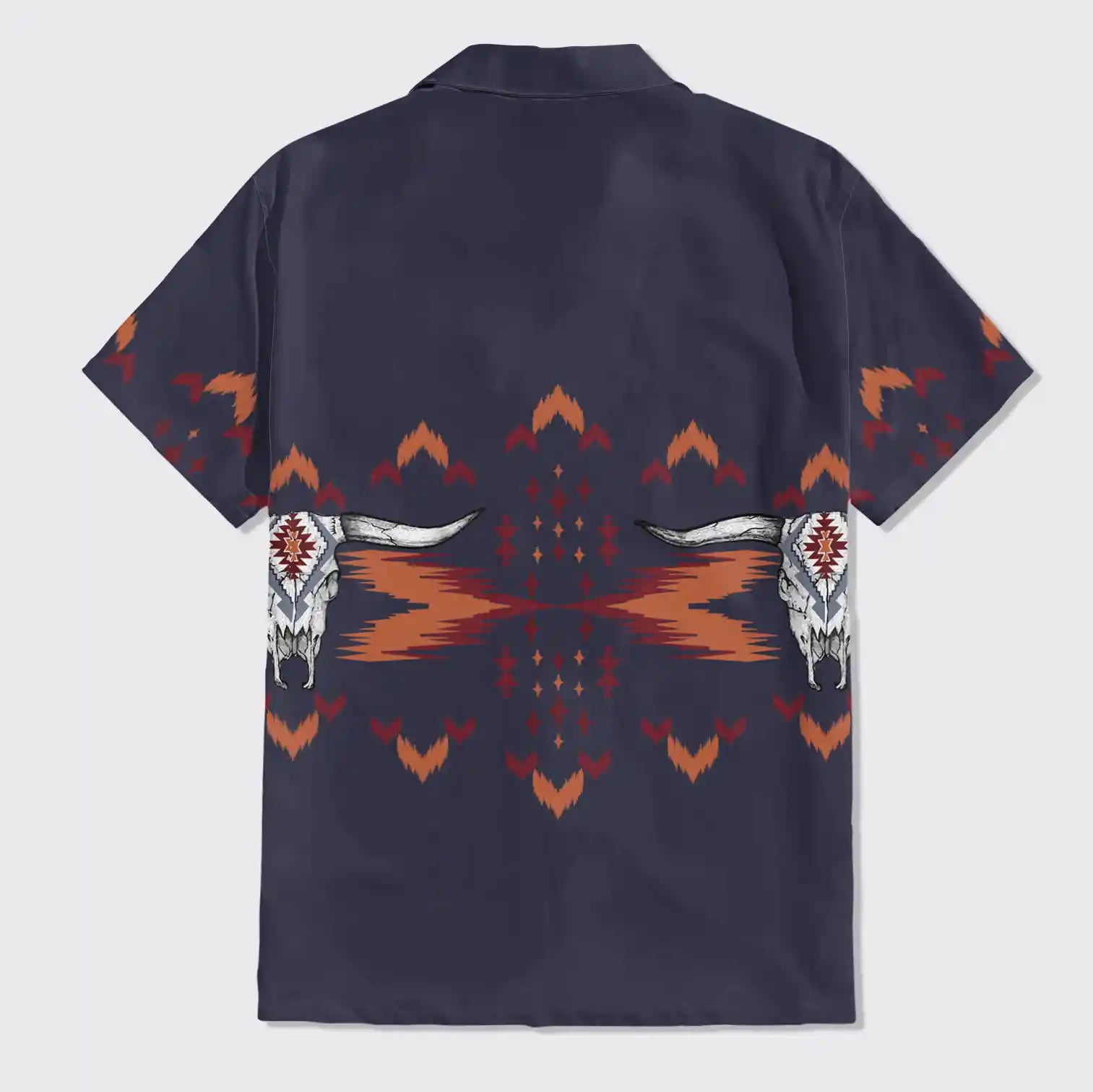 Aztec Native Cow Skull Button Up Shirts_2