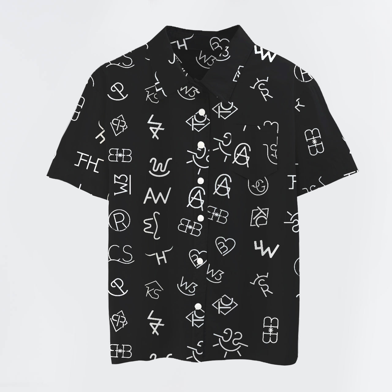 Garbled Symbol Button Up Shirts