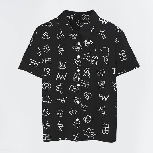 Garbled Symbol Button Up Shirts