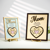 Mom Puzzle Sign With Holder, Mother's Day Gift From Kids, Personalized Unique Engraved Wood Sign