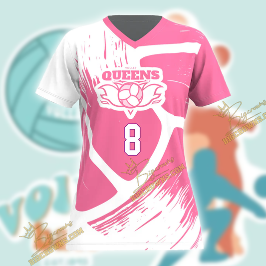 BigCrowns Volley Queens Volleyball V-neck Shirt