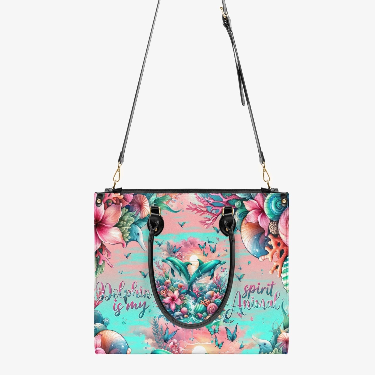 Bigcrowns DOLPHIN IS MY SPIRIT ANIMAL LEATHER HANDBAG T0204245